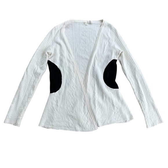 Anthropologie Moth Open Front Cardigan Sweater Cream Black Dot Small Long Sleeve - Picture 1 of 7